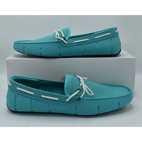 SWIMS Mens Size 15 Braided Lace Cerulean Blue Slip On Loafers Shoes