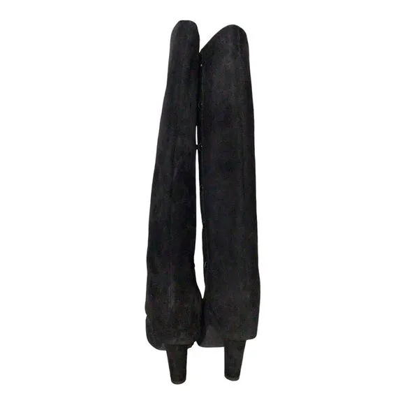Tall Stuart Weitzman Spats Blasue Black Suede Boot Sz 9.5 #211