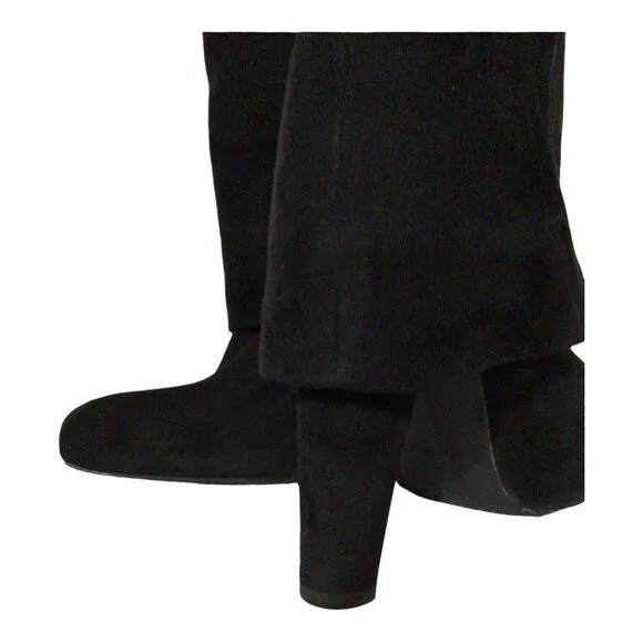 Tall Stuart Weitzman Spats Blasue Black Suede Boot Sz 9.5 #211