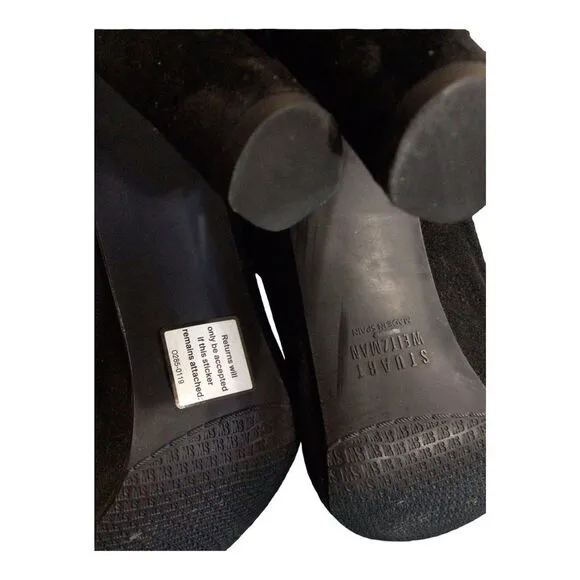 Tall Stuart Weitzman Spats Blasue Black Suede Boot Sz 9.5 #211