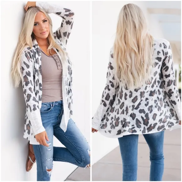 Tan Printed Long Sleeve Cardigan