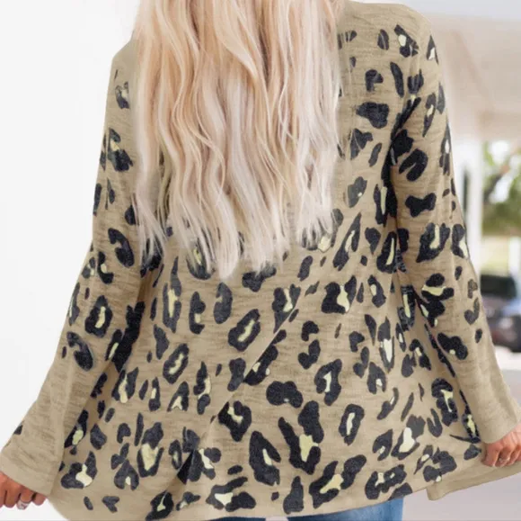 Tan Printed Long Sleeve Cardigan