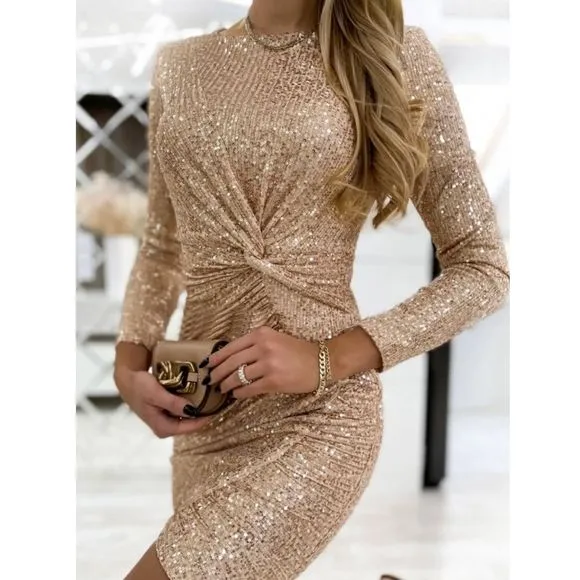 Tan Glamorous Sequin Mini Dress