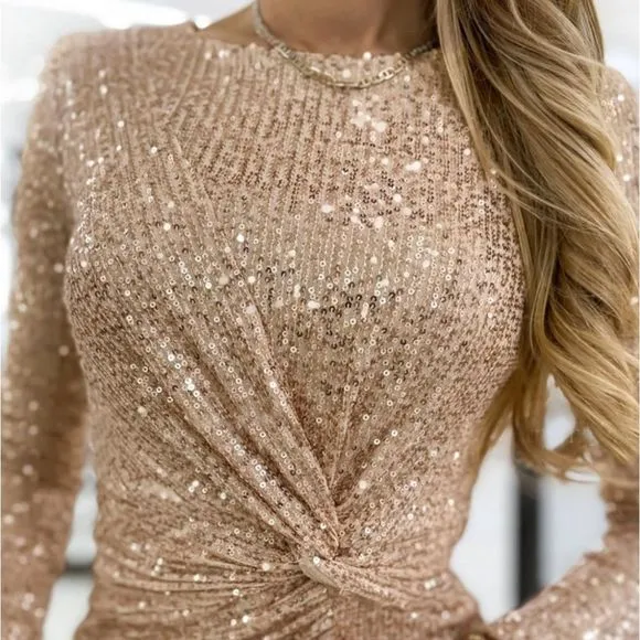 Tan Glamorous Sequin Mini Dress
