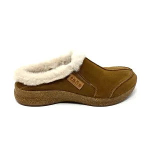Taos Future Faux Fur Lined Clog Chestnut Suede