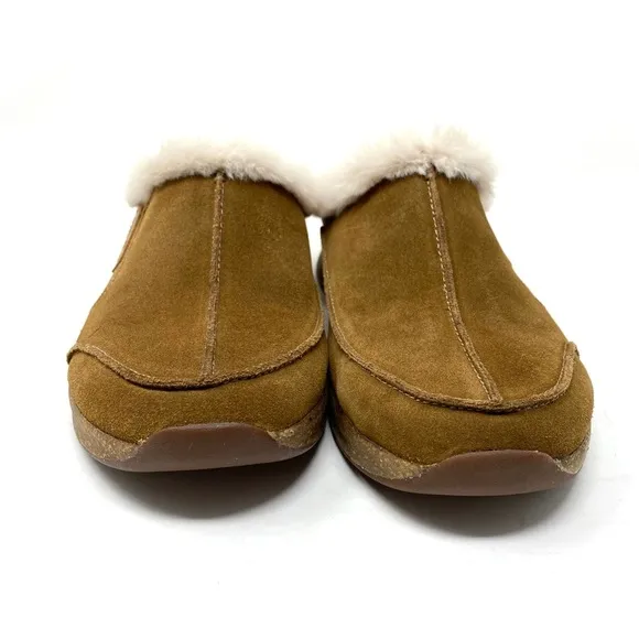 Taos Future Faux Fur Lined Clog Chestnut Suede