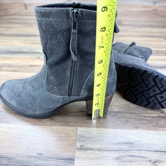Taos Shoes Womens Size 9-9.5 Gray Leather Ankle Boots Heels