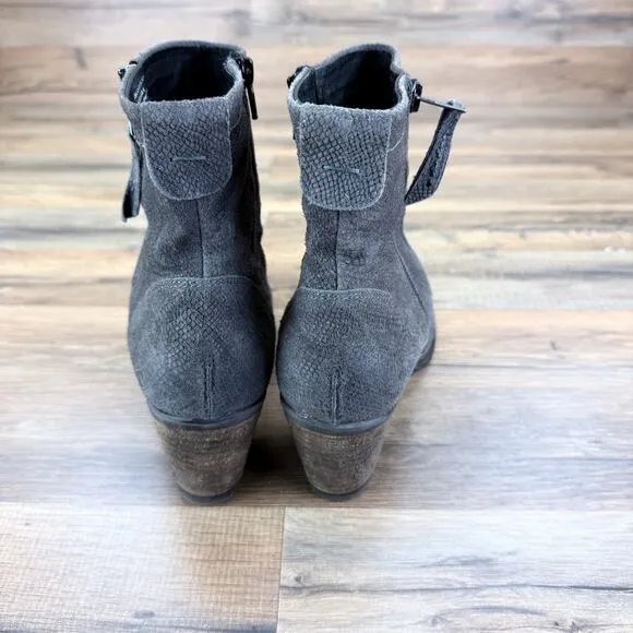 Taos Shoes Womens Size 9-9.5 Gray Leather Ankle Boots Heels