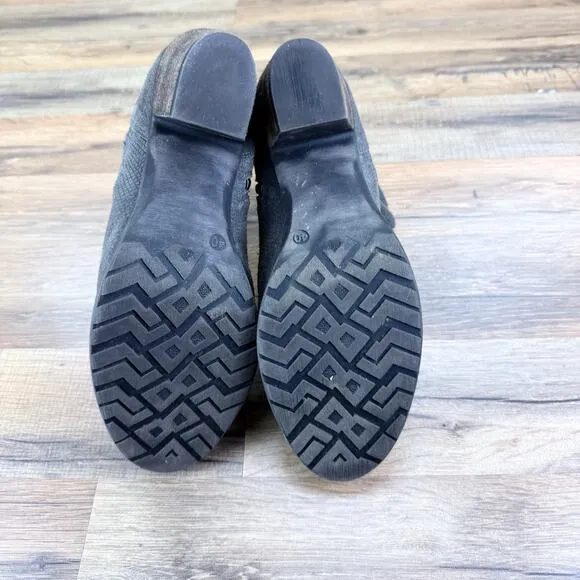 Taos Shoes Womens Size 9-9.5 Gray Leather Ankle Boots Heels