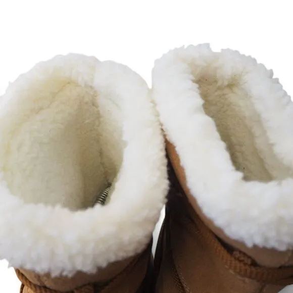 Tecnica Moon Boots Suede Wrap Around Winter Sherpa Lined Boots Brown Women's