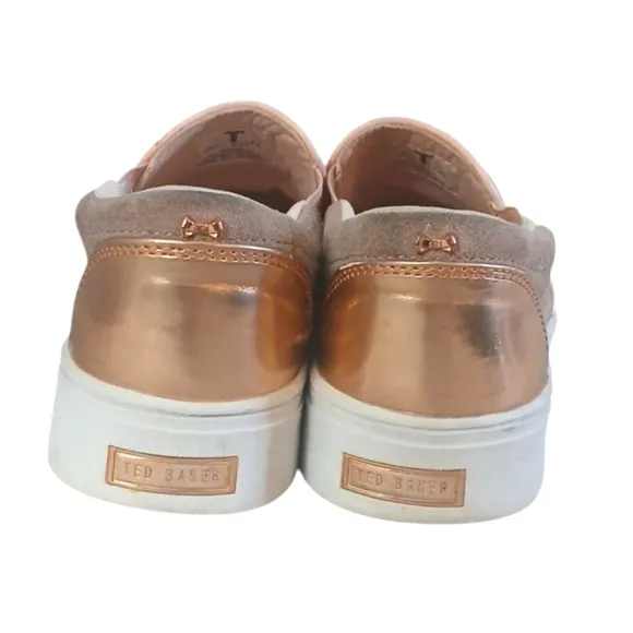 Ted Baker Heem Floral Sneakers Pink and Gold Slip-on Shoes Size 7