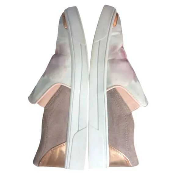 Ted Baker Heem Floral Sneakers Pink and Gold Slip-on Shoes Size 7