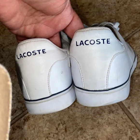 the lacoste sport flat sneakers white  leather