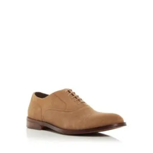 THE MENS STORE Mens Beige Cap Toe Block Heel Lace-Up Leather Dress Shoes 7.5