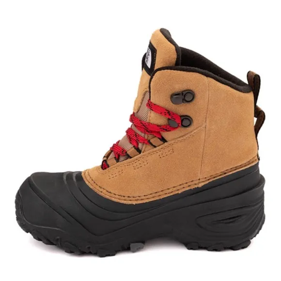 The North Face Big Kid Chilkat V Lace Waterproof Boot Almond Butter/TNF Black 4M