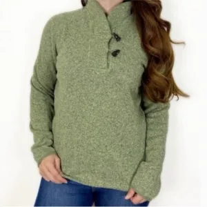 The North Face Green Pullover Fleece Crescent Ridge Shawl Collar Sweater Jacket