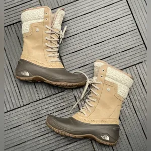 The North Face Women's Shellista II Tall Faux Fur Winter Boots Tan &amp; Brown Sz 6