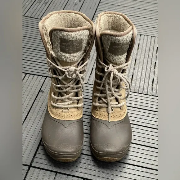 The North Face Women's Shellista II Tall Faux Fur Winter Boots Tan &amp; Brown Sz 6