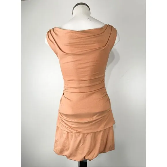 The Open Product Women's Boat Neck Sleeveless Draped Mini Dress Orange Size 1 se