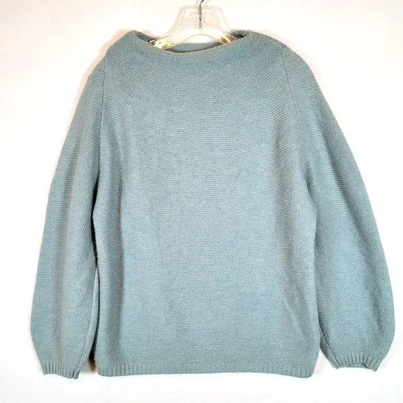 The Reset Womens Cashmere Wool Knit Sweater Size L Green Boat Neck Cozy Winter