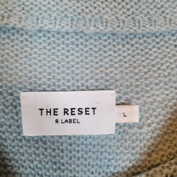 The Reset Womens Cashmere Wool Knit Sweater Size L Green Boat Neck Cozy Winter