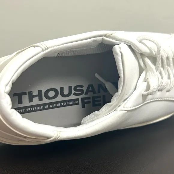 Thousand Fell White Faux Leather Lace Up Sneakers Mens 10 *No Box*