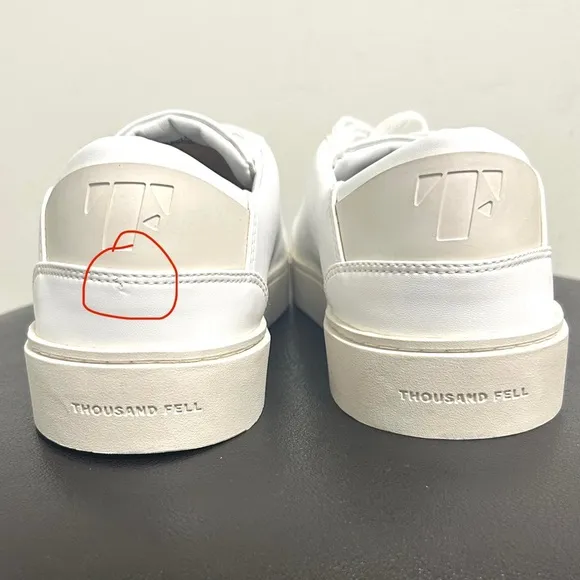 Thousand Fell White Faux Leather Lace Up Sneakers Mens 10 *No Box*