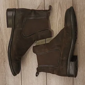 THURSDAY BOOT CO Dark Brown Matte Leather Sz 9.5 Mens Chelsea Slip‎ On Boots