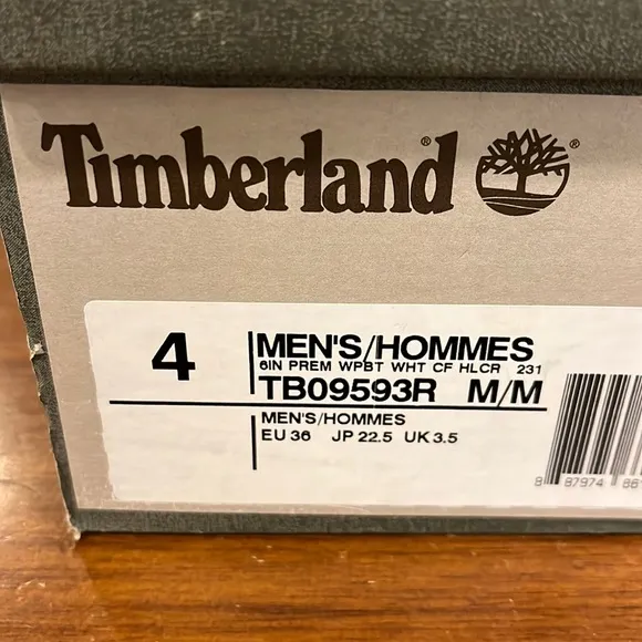 Timberland 6” Prem WPBT Wht CF Helcor waterproof boots size 4 Youth Junior Boys