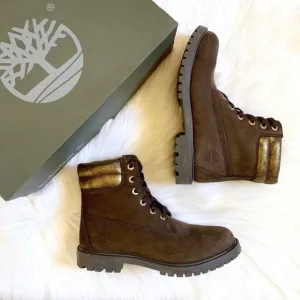 Timberland 6” Waterproof Brown &amp; Gold Boots