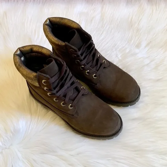 Timberland 6” Waterproof Brown &amp; Gold Boots