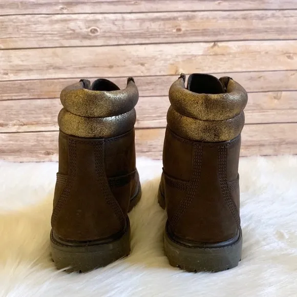 Timberland 6” Waterproof Brown &amp; Gold Boots