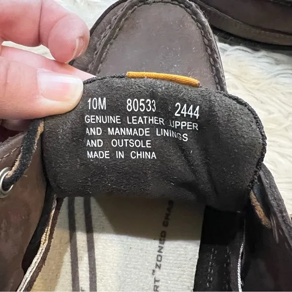 Timberland 80533 Brown Leather Smart Comfort Moc Toe Lace Up Boat Shoes Men’s 10