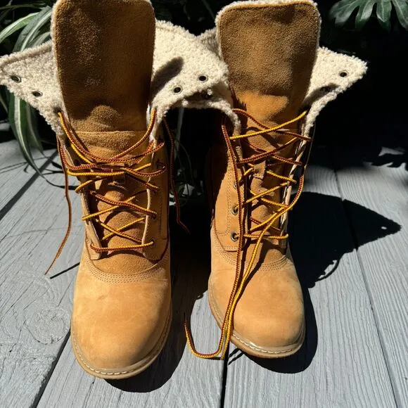 Timberland Amston Earthkeepers Beige Suede Wedge Boots Warm Weather Sport Wear