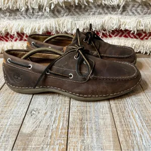 Timberland Annapolis Brown Leather 2 Eye Moccasin Drive Boat Shoe Size 9.5M