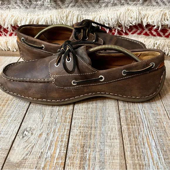 Timberland Annapolis Brown Leather 2 Eye Moccasin Drive Boat Shoe Size 9.5M