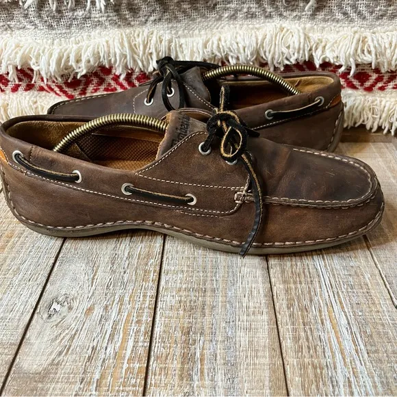 Timberland Annapolis Brown Leather 2 Eye Moccasin Drive Boat Shoe Size 9.5M