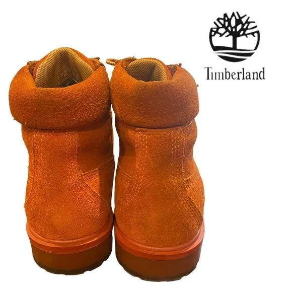 Timberland Big Kids 6 Inch Premium Waterproof Suede Leather Rust Boots 5.5