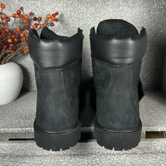 Timberland Black Leather Waterproof Buffalo Check Boots Size 6.5