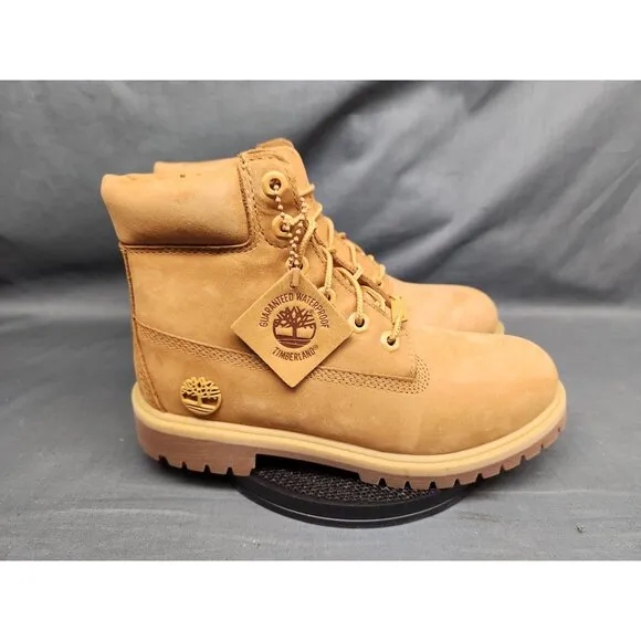 Timberland Boys 6 In Premium Waterproof Boots Lace Up Wheat Size 5 NEW NO BOX!