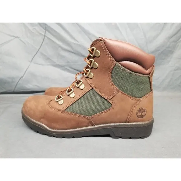 Timberland Boys Field Boot 6 Inch Waterproof Brown Green Size 5 NEW NO BOX!