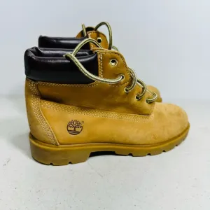TIMBERLAND Boys Leather Hiking Field BOOTS Wheat Nubuck Size 4M Waterproof