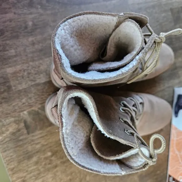 Timberland Brown Suede Fleece Lined Boot Size 10 Fold Down Lace Up Outdoors