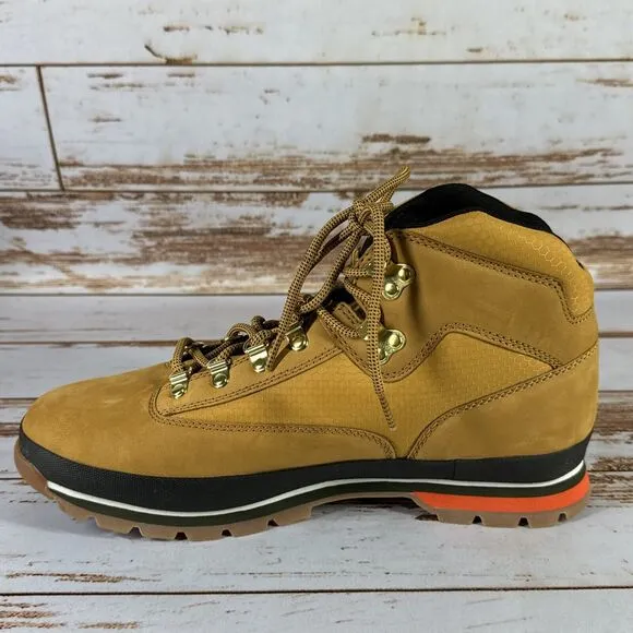 Timberland Euro Hiker L/F Mid Hiker Wheat Nubuck Black Boots Men's Size 12