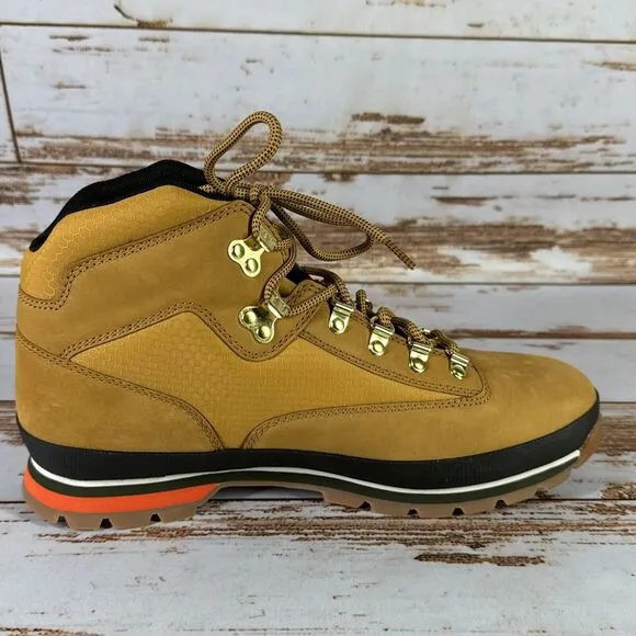 Timberland Euro Hiker L/F Mid Hiker Wheat Nubuck Black Boots Men's Size 12