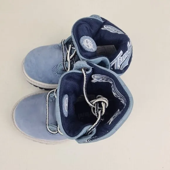 Timberland Roll Top Workshirt TODDLER Boots Hiking Blue Leather Size 6
