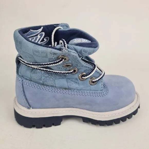 Timberland Roll Top Workshirt TODDLER Boots Hiking Blue Leather Size 6