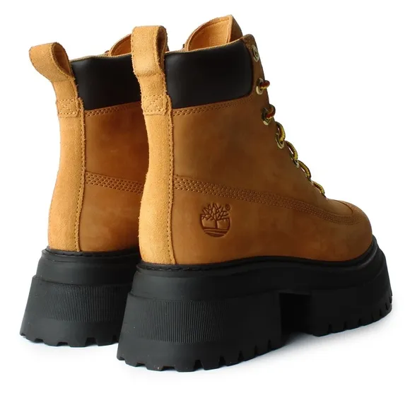 Timberland Sky 6-Inch Lace Up Wheat Nubuck Boots Size 7