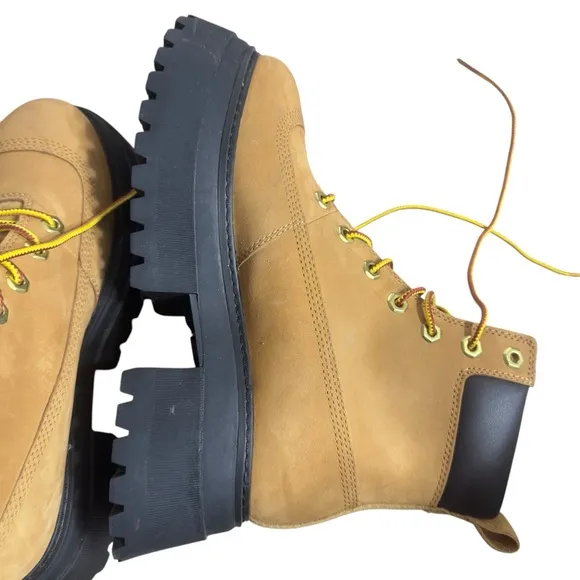 Timberland Sky 6-Inch Lace Up Wheat Nubuck Boots Size 7