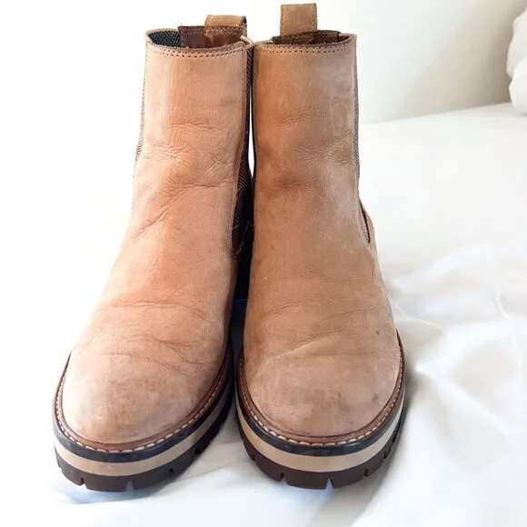 Timberland WOMEN'S COURMAYEUR VALLEY CHELSEA BOOTS taupe nubuck 10 ankle pull on